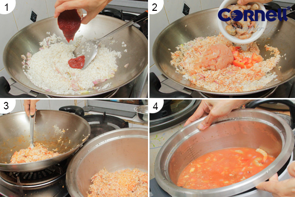 Tomato Rice with Steamed Crab  Step 1-4