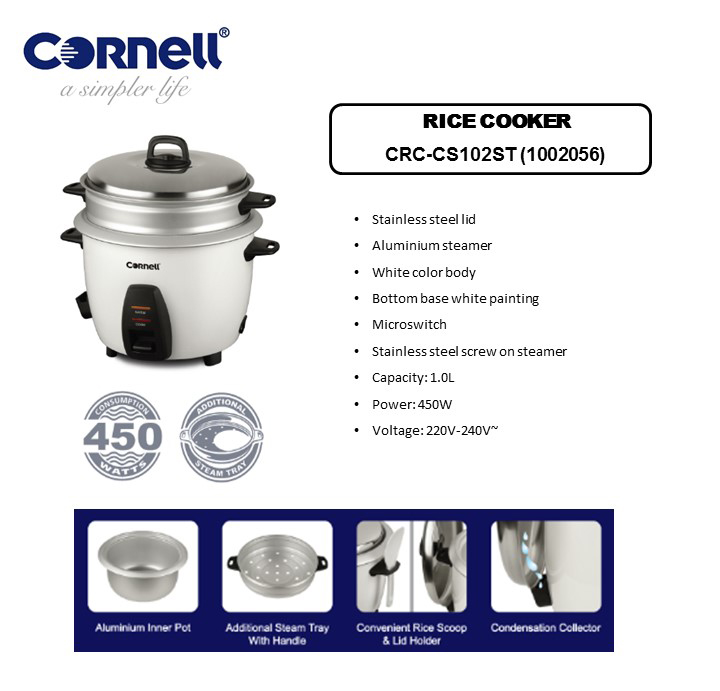 CRC-CS102ST Conventional Rice Cooker 1.0L