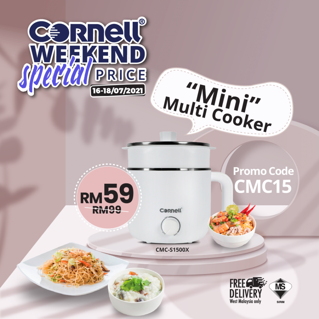 [ Online Exclusive ] Cornell Mini Multi Cooker CMCS1500X Cornell