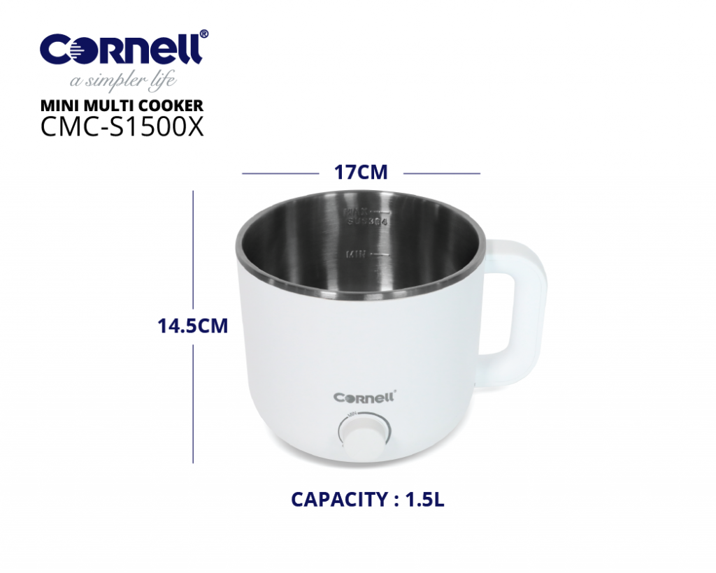 [ Online Exclusive ] Cornell Mini Multi Cooker CMCS1500X Cornell